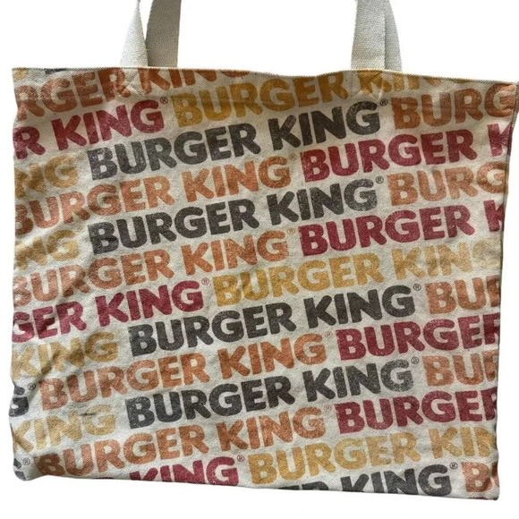Burger King Canvas Tote Bag Spell Out All Over Print retro vintage swag promo it - Picture 3 of 7